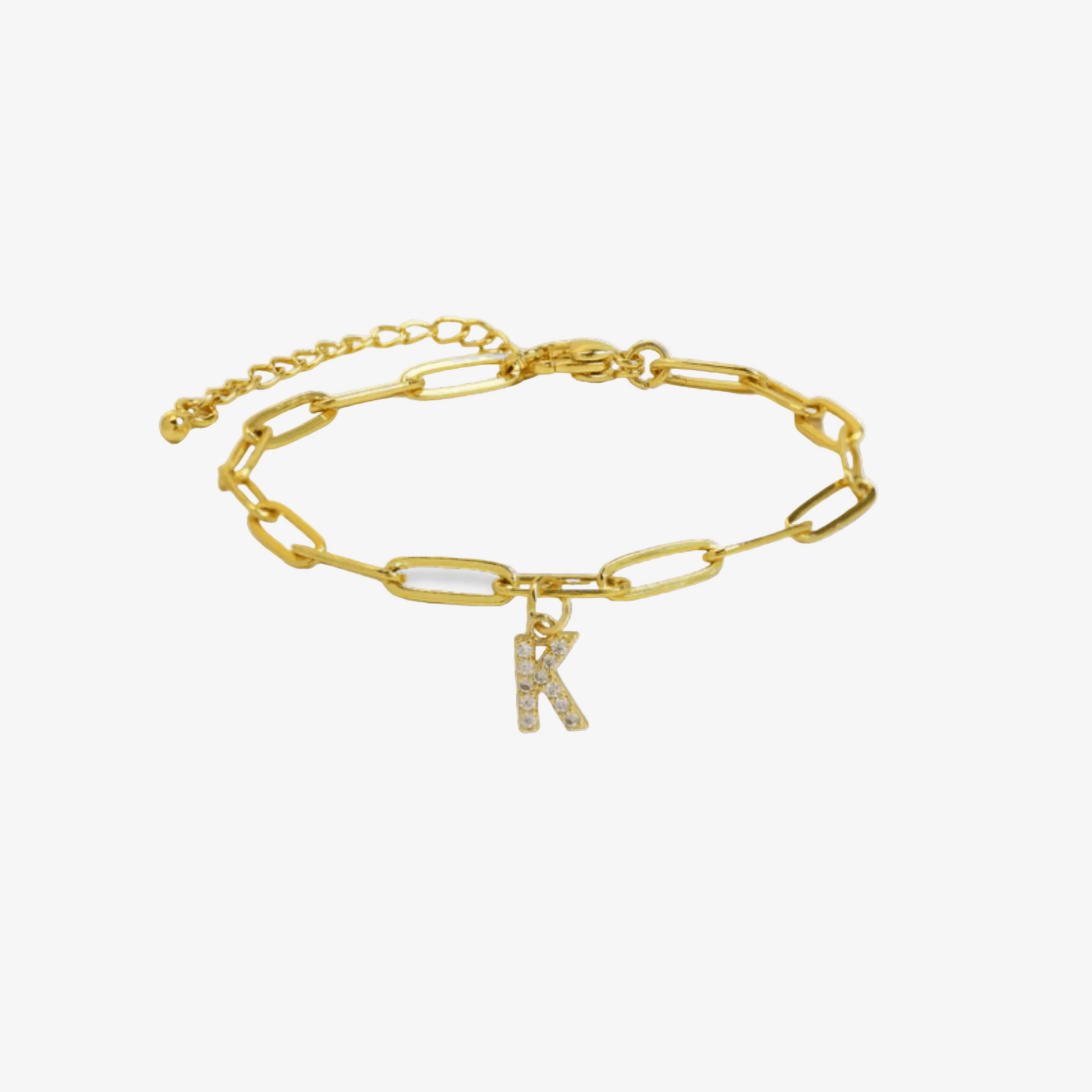 Paperclip Initial Letter Bracelet