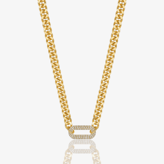 Cuban Halo Link Choker Necklace