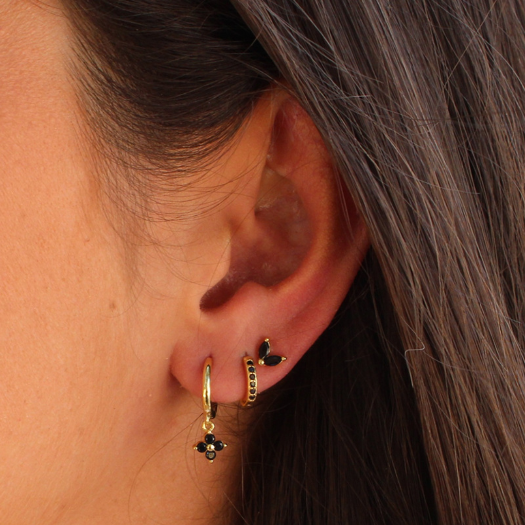 Clover Charm Hoop Earring Set