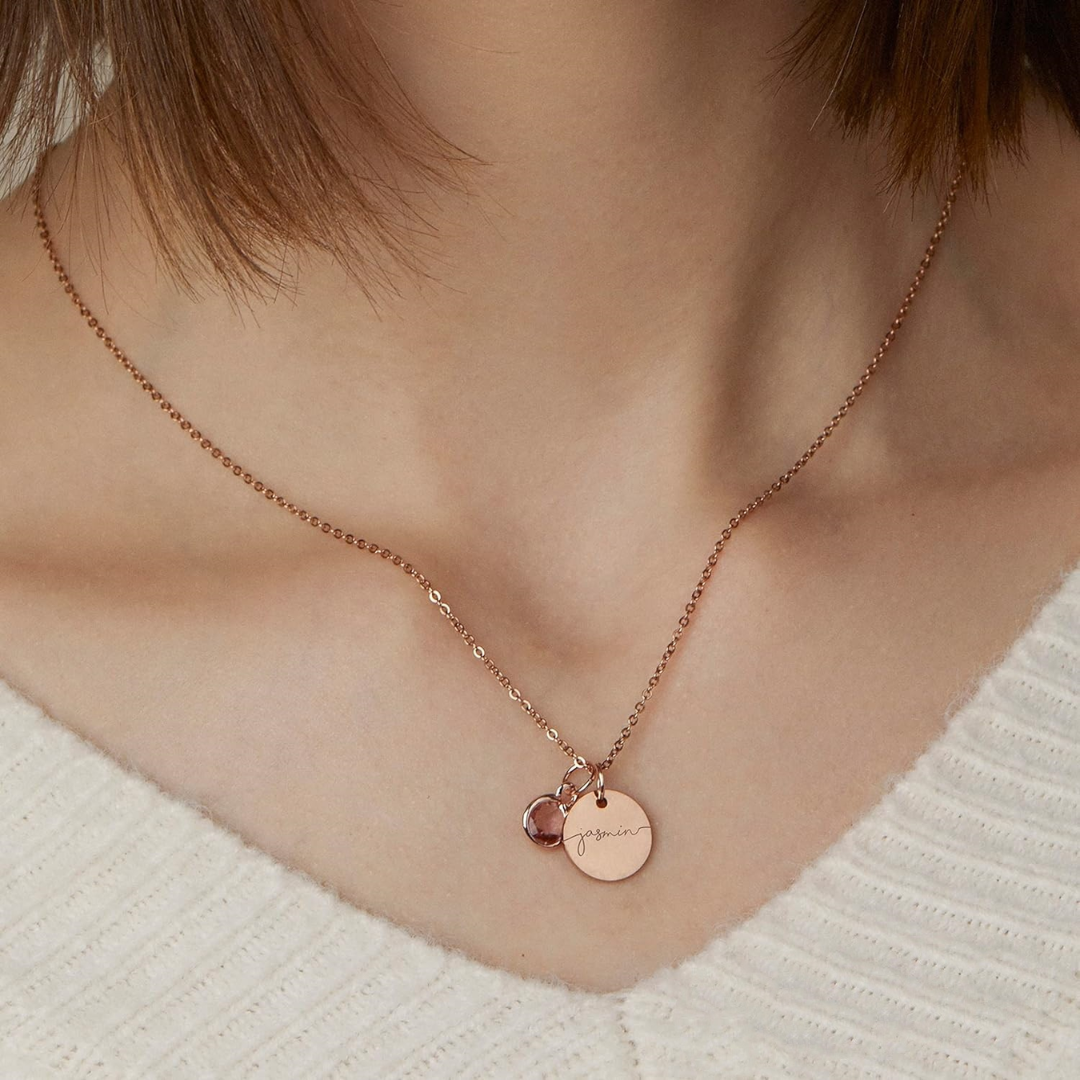 Custom Birthstone Name Necklace