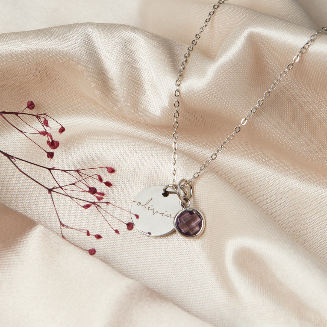 Custom Birthstone Name Necklace