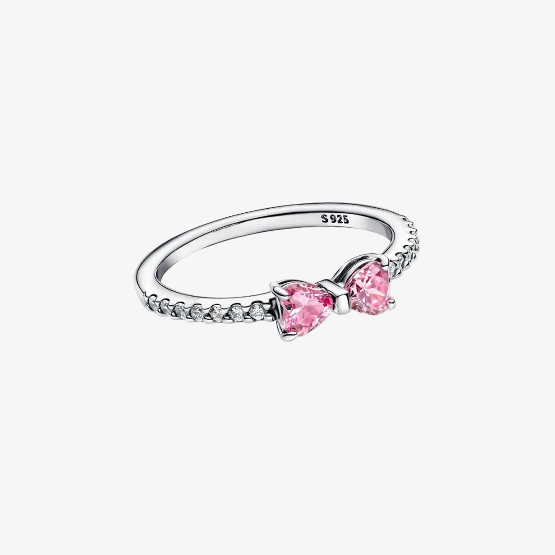 Sparkling Silver Crystal Bow Ring