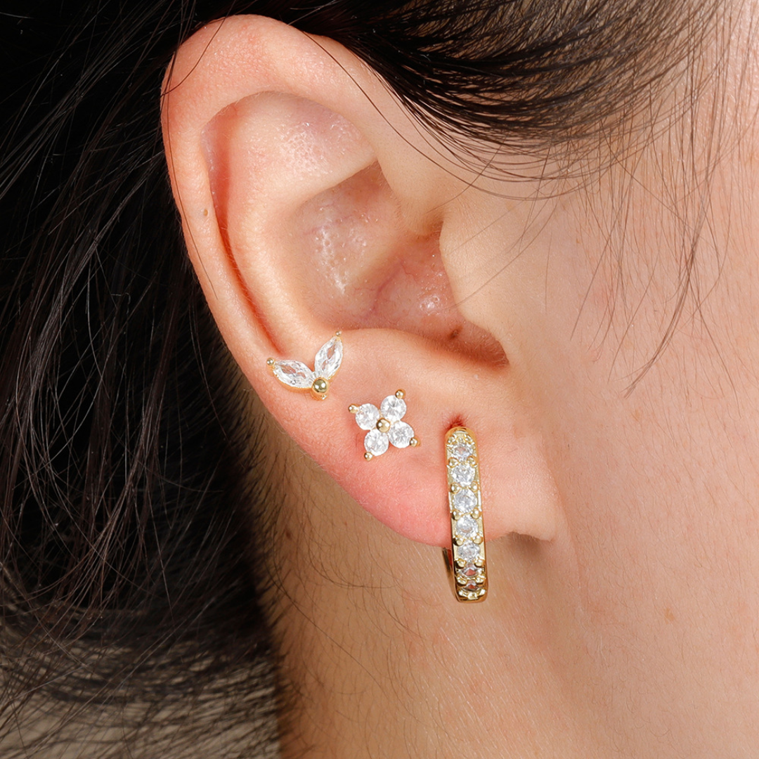 Tulip Bloom Hoop Earring Set