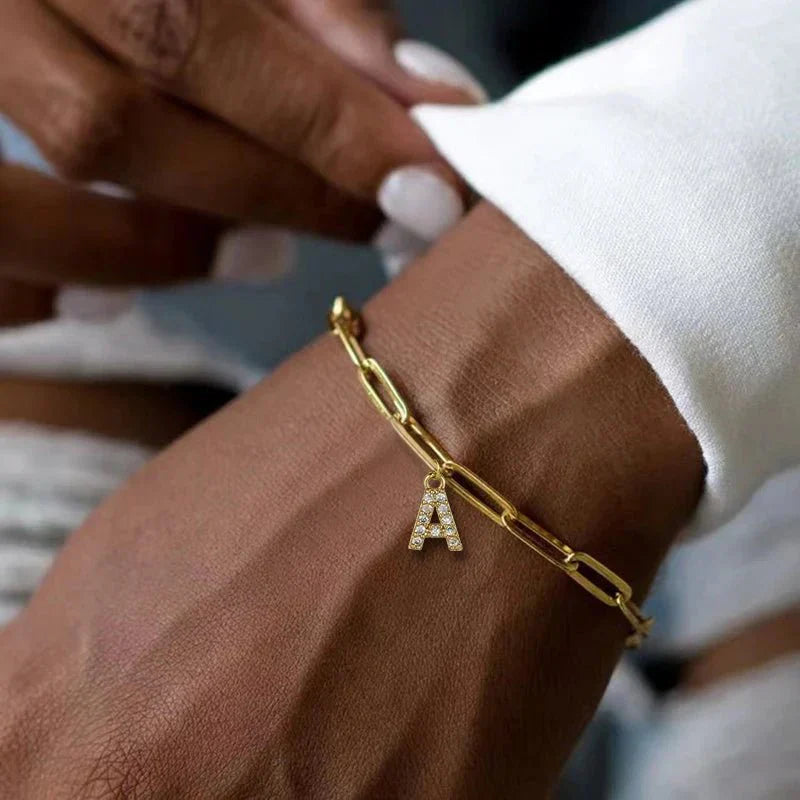 Paperclip Initial Letter Bracelet